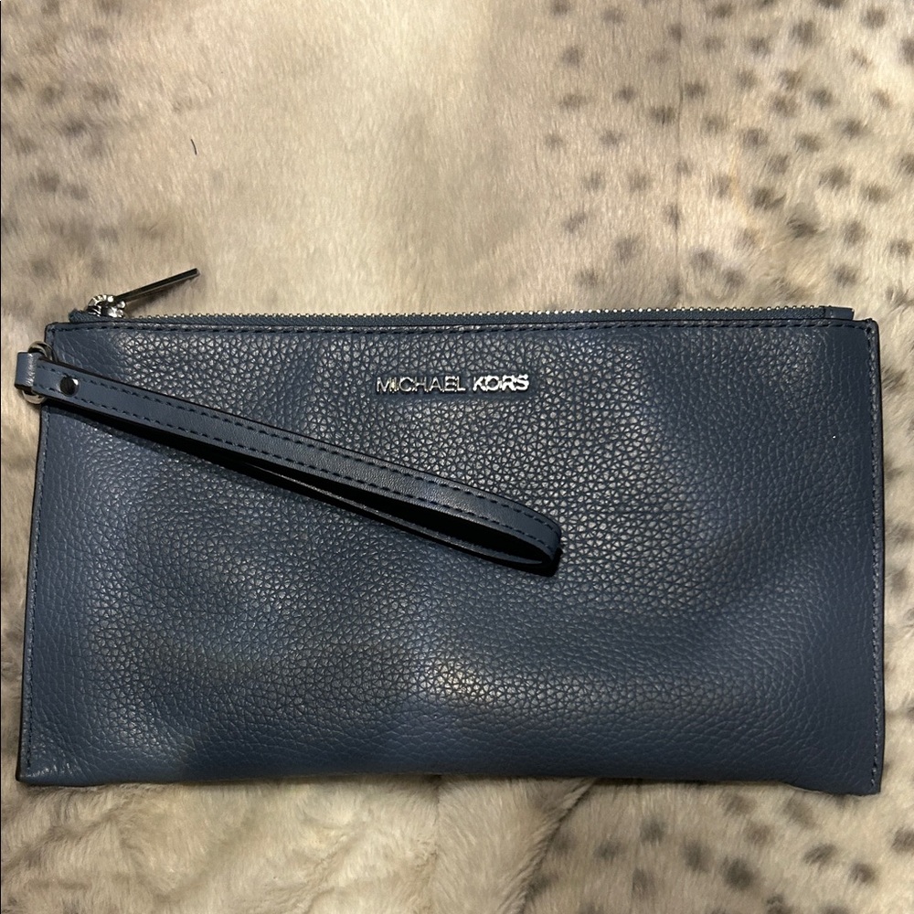 Michael Kors Dark Blue Leather Wristlet